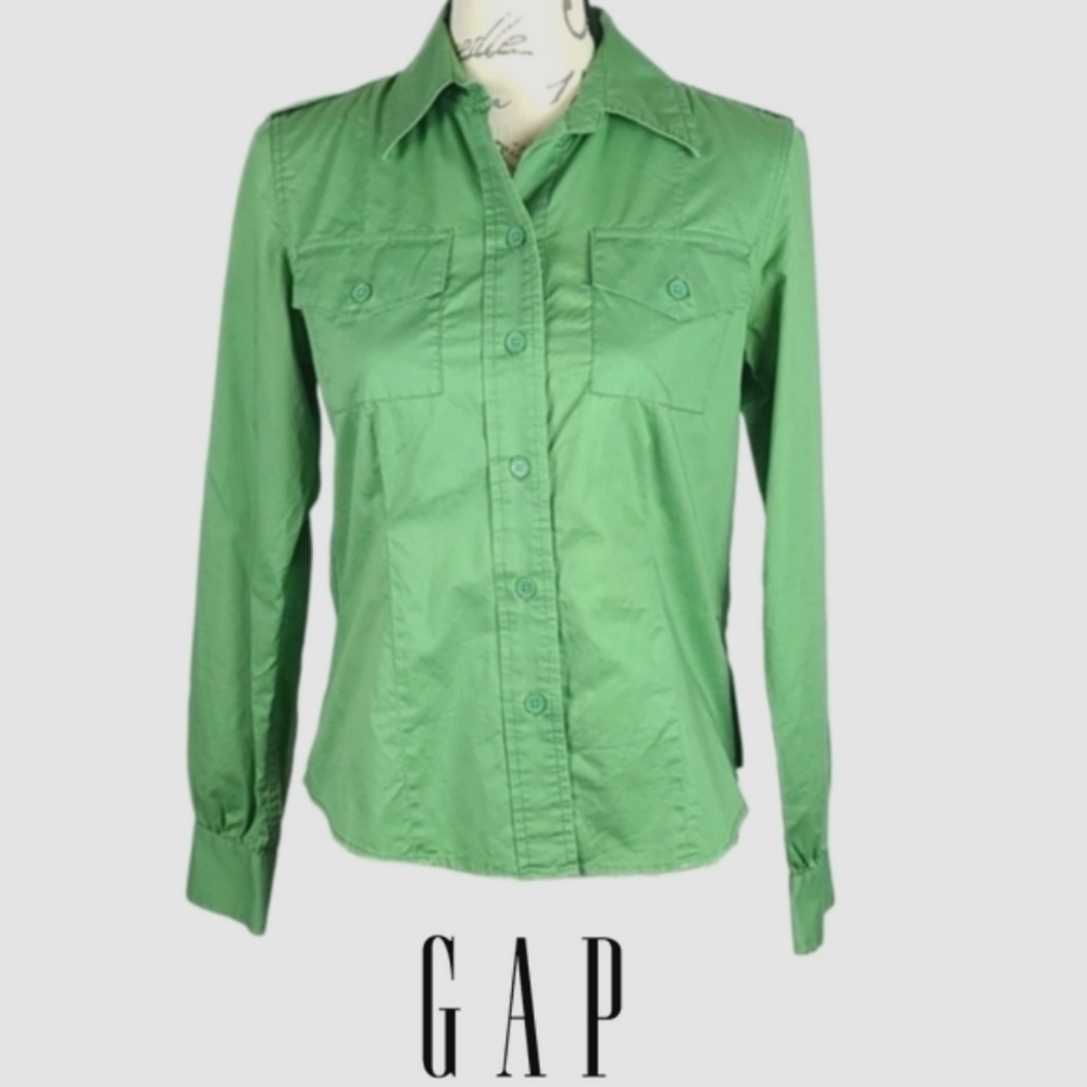 GAP 100% Soft Cotton Green Shirt Minimalist Colorful, S